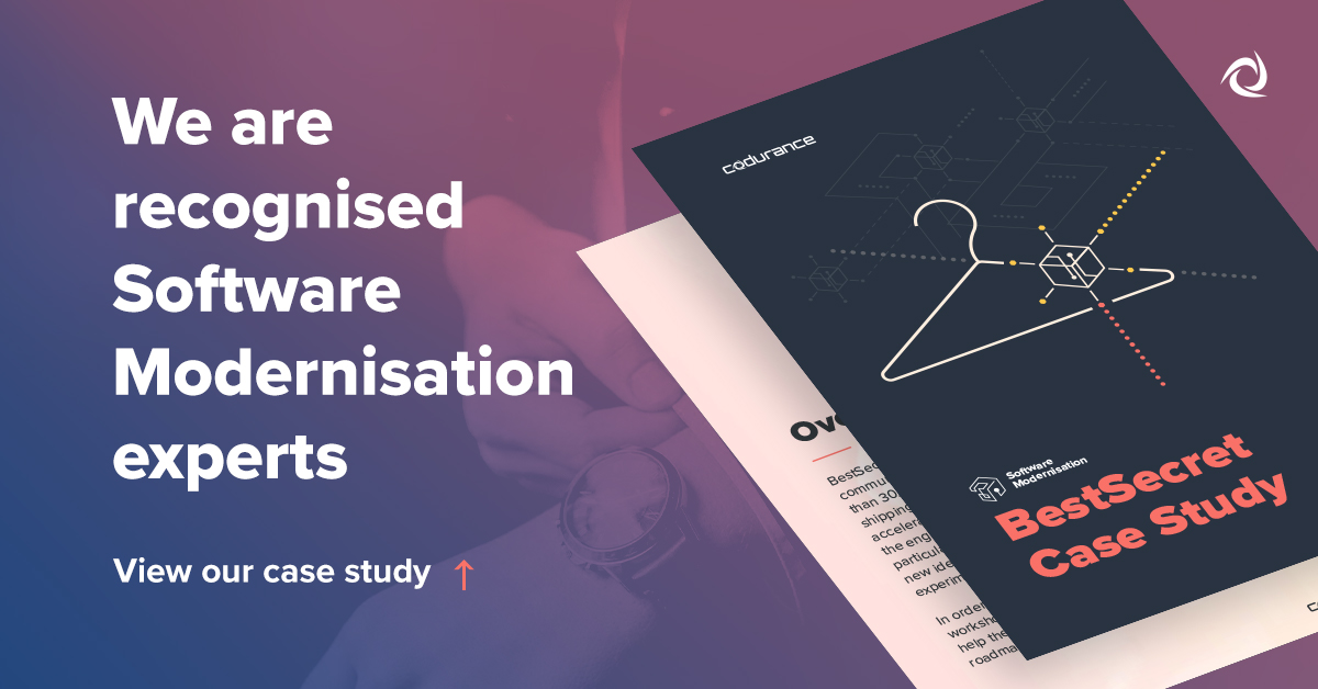codurance's tweet image. We provided cloud migration, architecture evolution, and cultural alignment. To get the full details, download the case study. bit.ly/2y97rAh #SoftwareModernisation
