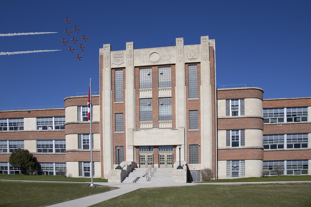 Snowbirds fly over Tec-Voc High School. #tecvoc #winnipegsd