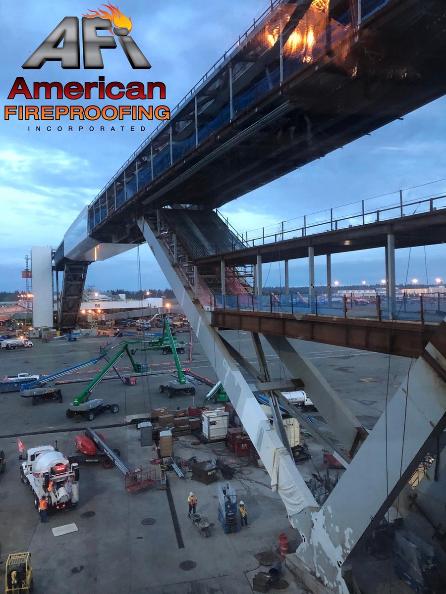 AFireproofing's tweet image. Steady progress at our @flySEA Airport IAF Pedestrian Walkway Project. #seatac #seattletacoma #airport #aviation #fireproofing #fireproof #fireproofingcontractor #fireprotection #sprayedthermal #epoxycoatings #intumescent #intumescentfireproofing @carboline @Isolatek @IBAmerica