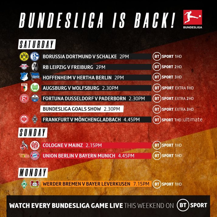 honigstein's tweet photo. All games live. See you soon... https://t.co/Bea2OhoYeX