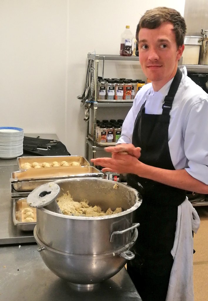 peryer's tweet photo. @levifrew hard at work at Mount kelly to produce meals for @Thomas_Franks_  #TheBigFeed #TFfeedingcommunities to be sent out across Exeter and Plymouth https://t.co/3696Xohx06