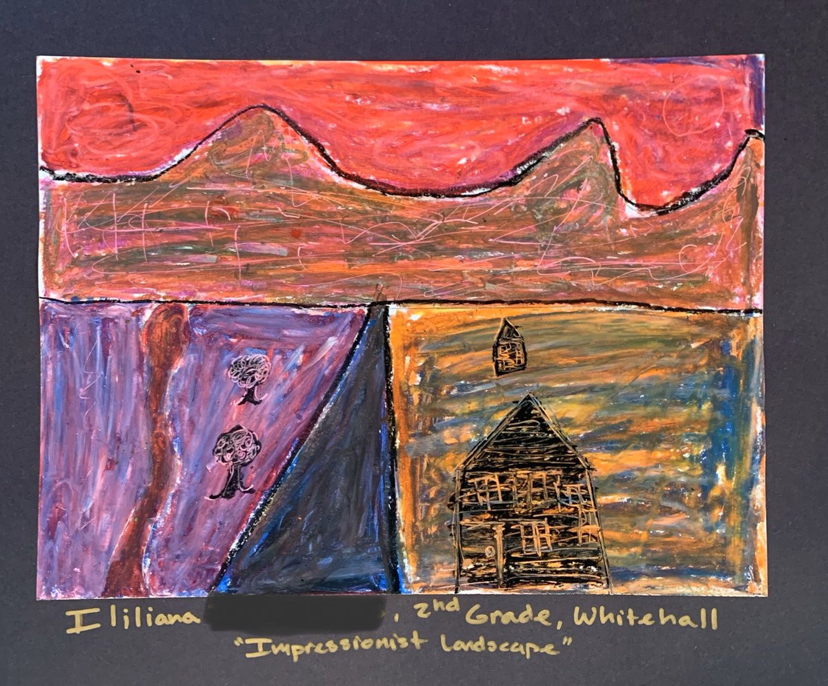 WhitehallART's tweet photo. 2nd grade created landscapes inspired by Impressionism. @WhitehallNASD #nasdproud https://t.co/3FG9zI43O8