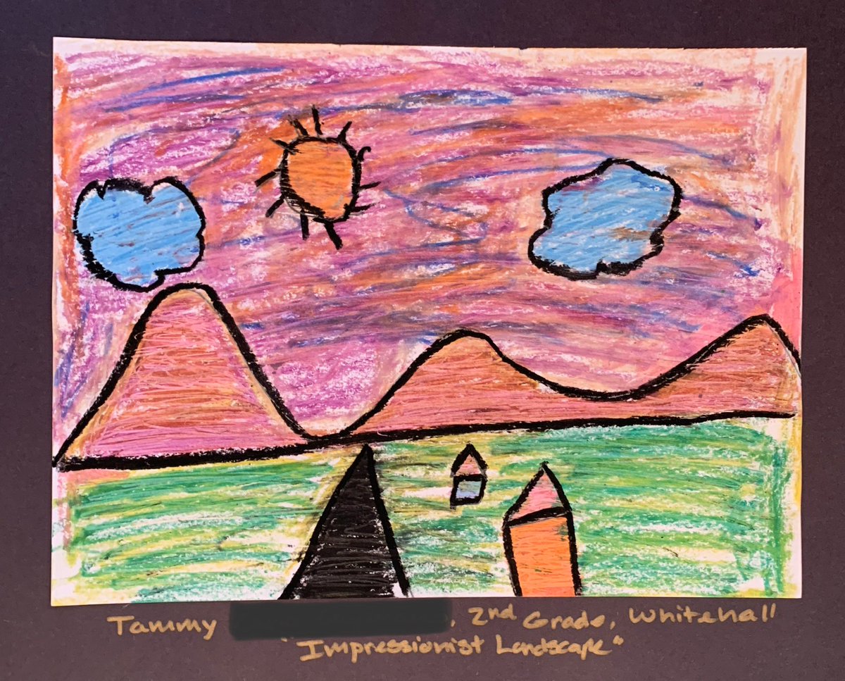 WhitehallART's tweet photo. 2nd grade created landscapes inspired by Impressionism. @WhitehallNASD #nasdproud https://t.co/3FG9zI43O8