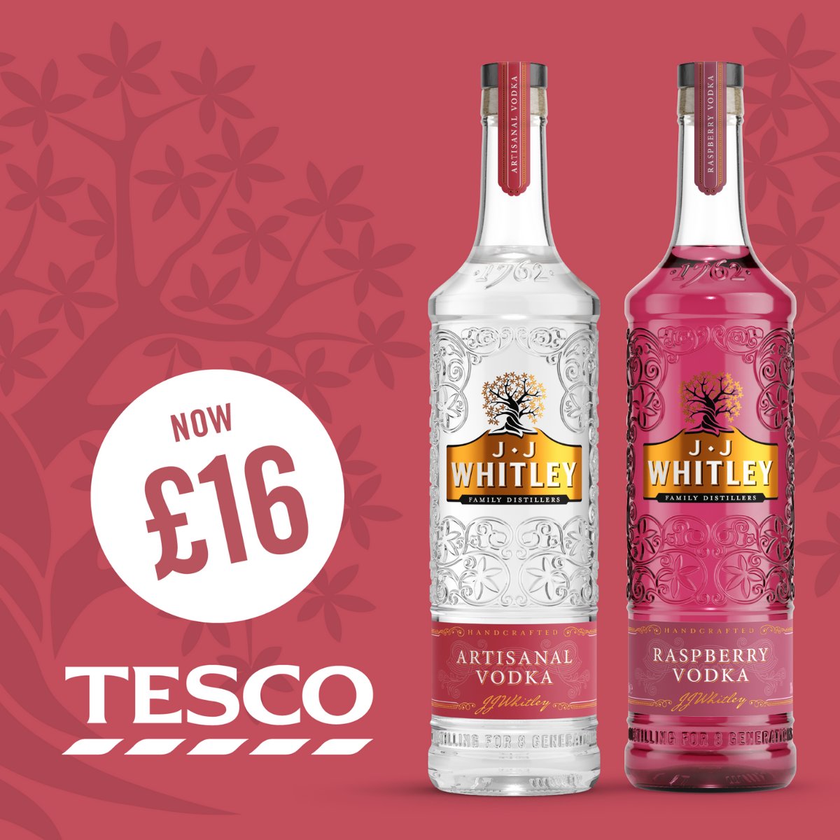 1 LITRE BOTTLES NOW £16 👀

Pick up the J.J Whitley Artisanal Vodka and Raspberry Vodka from your local Tesco for just £16  for a limited time only. 

Which one will you be picking up? 🍸
