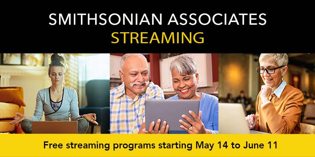 SmithsonianSA's tweet photo. We're thrilled to announce Smithsonian Associates Streaming—your newest link to our world of learning! 

Our first series of special free streaming programs runs from May 14 to June 11. View programs and register: https://t.co/f1hbjmLw4o

#smithsonianstreaming #smithsonianedu https://t.co/XJRQVAeGtl