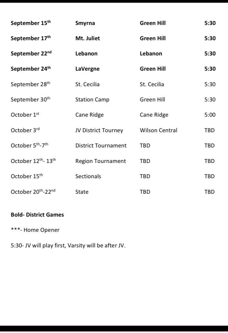 GreenHill_VB's tweet photo. 2020 Volleyball Schedule!!
#TheHill https://t.co/ey62P9zrrF