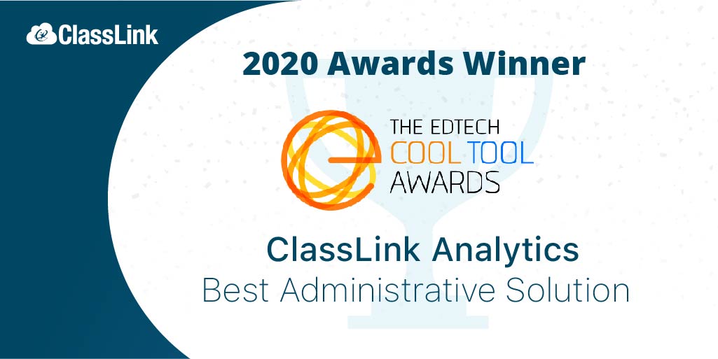 ClassLink's tweet image. @edtechdigest named ClassLink Analytics a 2020 ‘Cool Tool’ Award Winner in the ‘Administrative Solution’ category. ClassLink was a finalist in five additional categories. We’re honored to be recognized in these challenging times. #edtechawards

classlink.com/news/2020-edte…