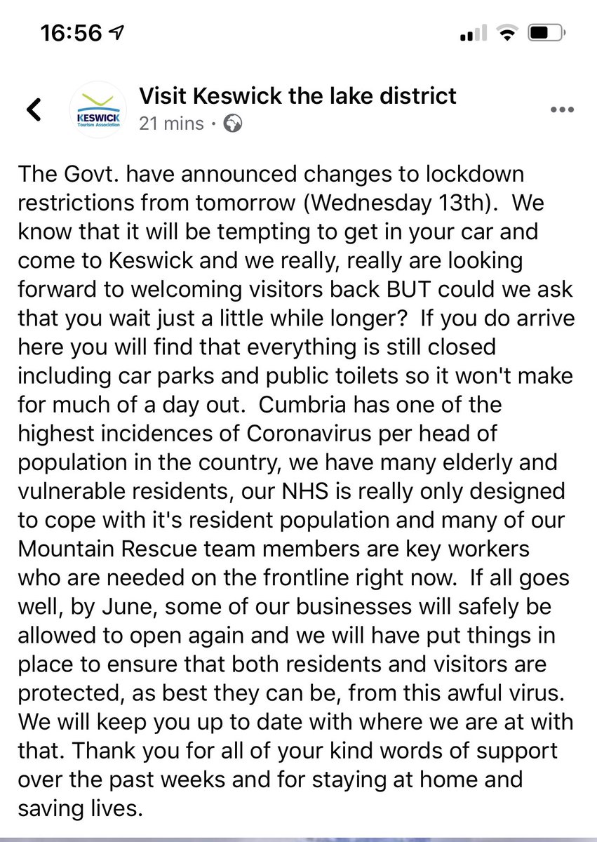 keswickbootco's tweet image. A great post from @KeswickTourism  Now sadly isn’t the time to visit we can’t wait to see you when things are safer for everyone please stay safe and hopefully see you all soon 👍🥾please share far and wide 🌈