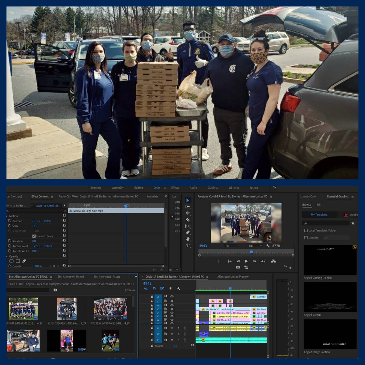 LBJMediaLLC's tweet photo. Behind the cut of our latest episode of Covid-19 Small Biz Series featuring @AllentownUnited. They have been raising money to donate pizza to local hospitals. Check out the full episode now on https://t.co/rQYskSpS3P #LBJMedia #WhatsYourStory #SmallBizStories https://t.co/Li4h4JS8Zm