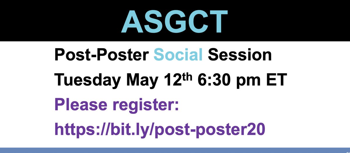 NucleaseLab's tweet photo. .@ASGCTherapy attendees, are you missing coffee breaks, #ASGCT hallway chats and the chance to meet and chat ?

Please join a #ASGCT2020 post-poster social session  
Tuesday 6:30 -8 ish pm. 
(happy hour, depending on time zone!)

Please register https://t.co/Xd13PYpFOM https://t.co/7ybol0Wio9
