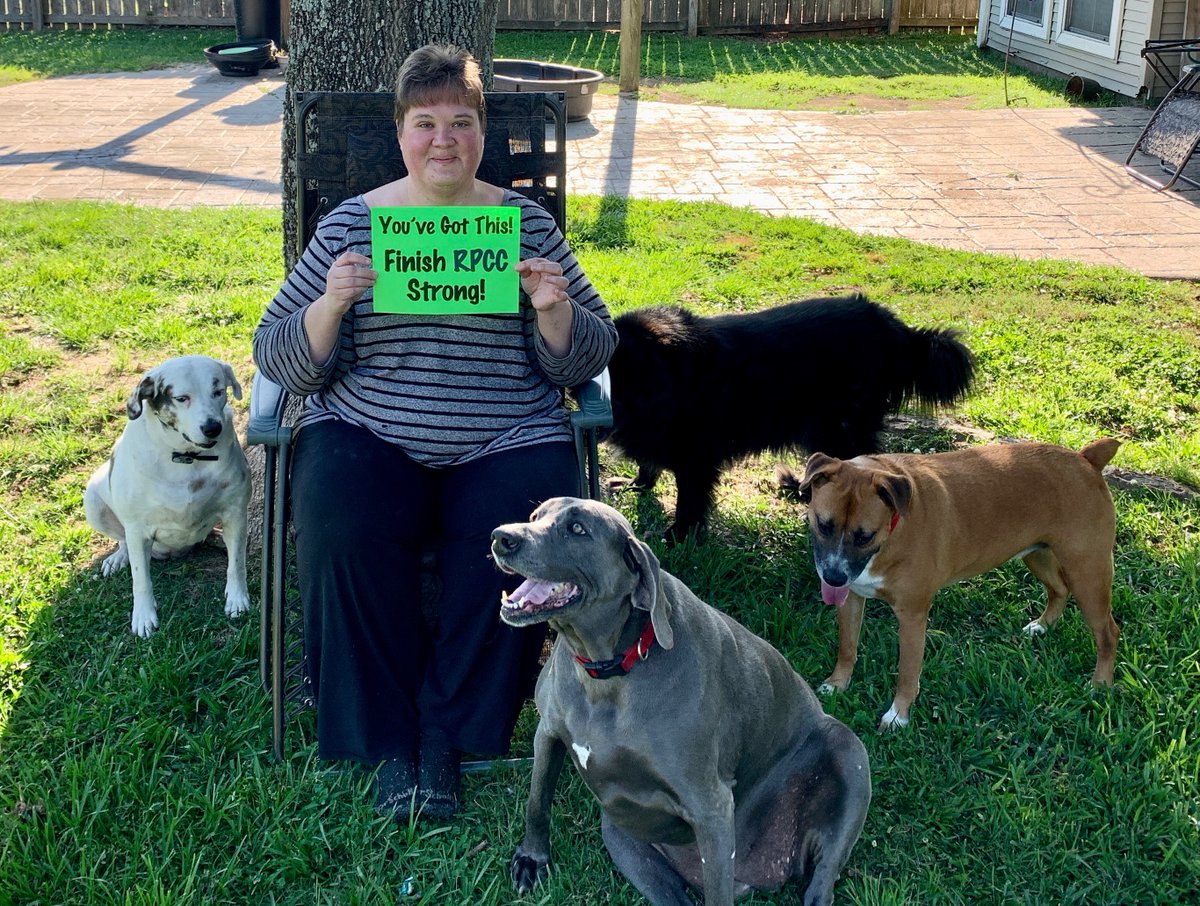 RiverParishesCC's tweet photo. AST Coordinator Julie Sullivan and her dogs, Lilly, Hootie, Honey Roux, and Pookie believe in you RPCC Students! We're all so proud of how you've persevered this semester, and we can't wait to celebrate your successful finish in just a few days! #RiverMadeReady #OurRPCC https://t.co/4IVmljBX9t
