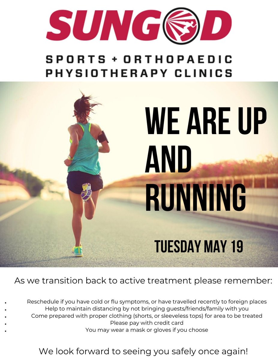 SUNGODPhysio's tweet photo. Happy to be resuming services next week. See you soon! https://t.co/uIkyJJhBUR