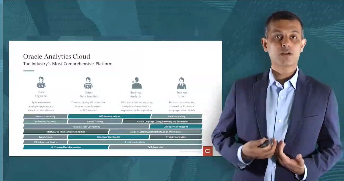 chagopal's tweet photo. TK Anand presents #OracleAnalyticsCloud at the @OracleAnalytics Summit #oasummit. Bringing #oracleanalytics to different personas https://t.co/io5RVfAHIw