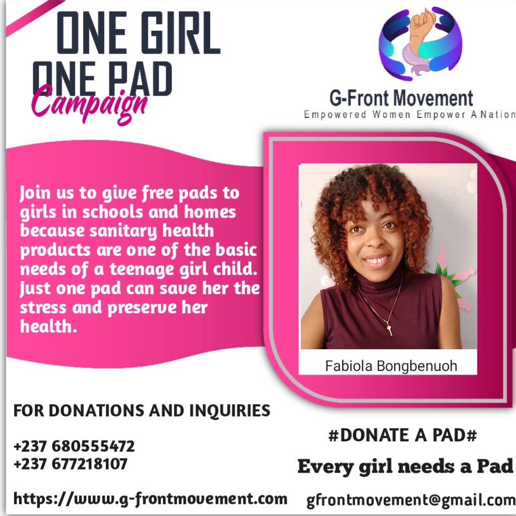 itzfabiolab's tweet photo. No girl should have to use socks, rags, newspaper or simply miss school because they are menstrating. Donate a pad and join #Girlsonthefront to break the silence on MENSTRATION against 28th May MENSTRAL HYGIENE DAY.
#GFront 
#onegirlonepad
#womenempowerment https://t.co/4rSoix7vef