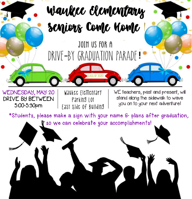 Shanlynrae's tweet photo. @WaukeeElem Can't wait to see our seniors! Feel free to invite your family and drive through as many times as you'd like! https://t.co/lW1F7gWux6