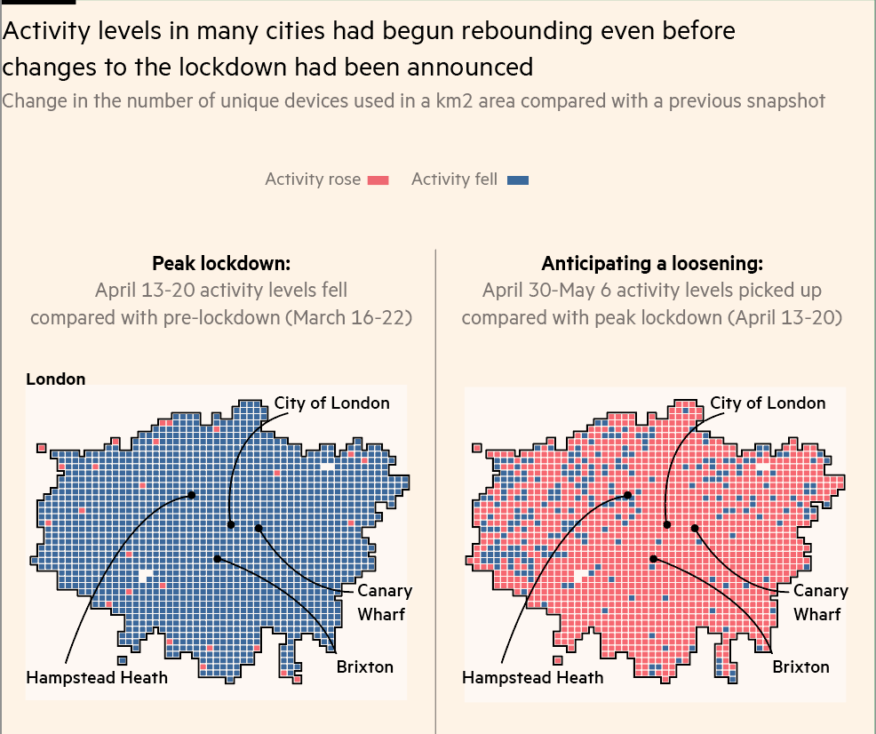 alekswis's tweet photo. Britons on the move even before Boris Johnson eased lockdown - fascinating research on the UK mobility patterns by UCL's @terjetrasberg, great maps by @BillyEhrenberg 
https://t.co/eCx8gfsGMg https://t.co/ZeFHUzdoJi