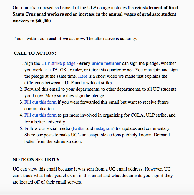 We shared this letter with all UC grad students yesterday! The tl;dr is that we have an opportunity to have a say in how we emerge from the pandemic, rather than desperately react to administrative whim. We need a #ULPstrike4COLA to reinstate fired workers and increase our wages.