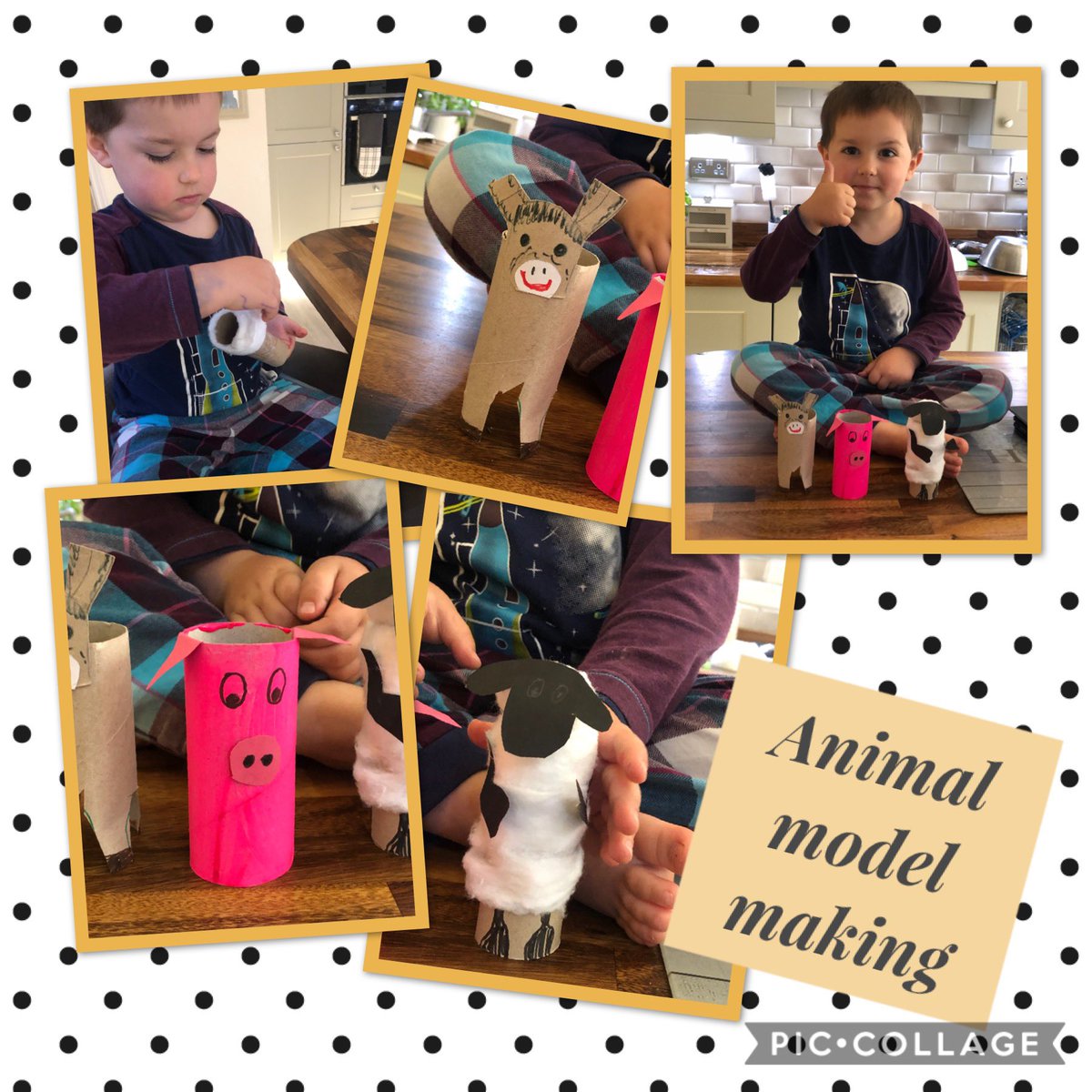 Stephyb26's tweet photo. A fun day of farm animal model making for Charlie today with daddy! @SwallownestPrim #lotsofmess https://t.co/HXgVr88T7r
