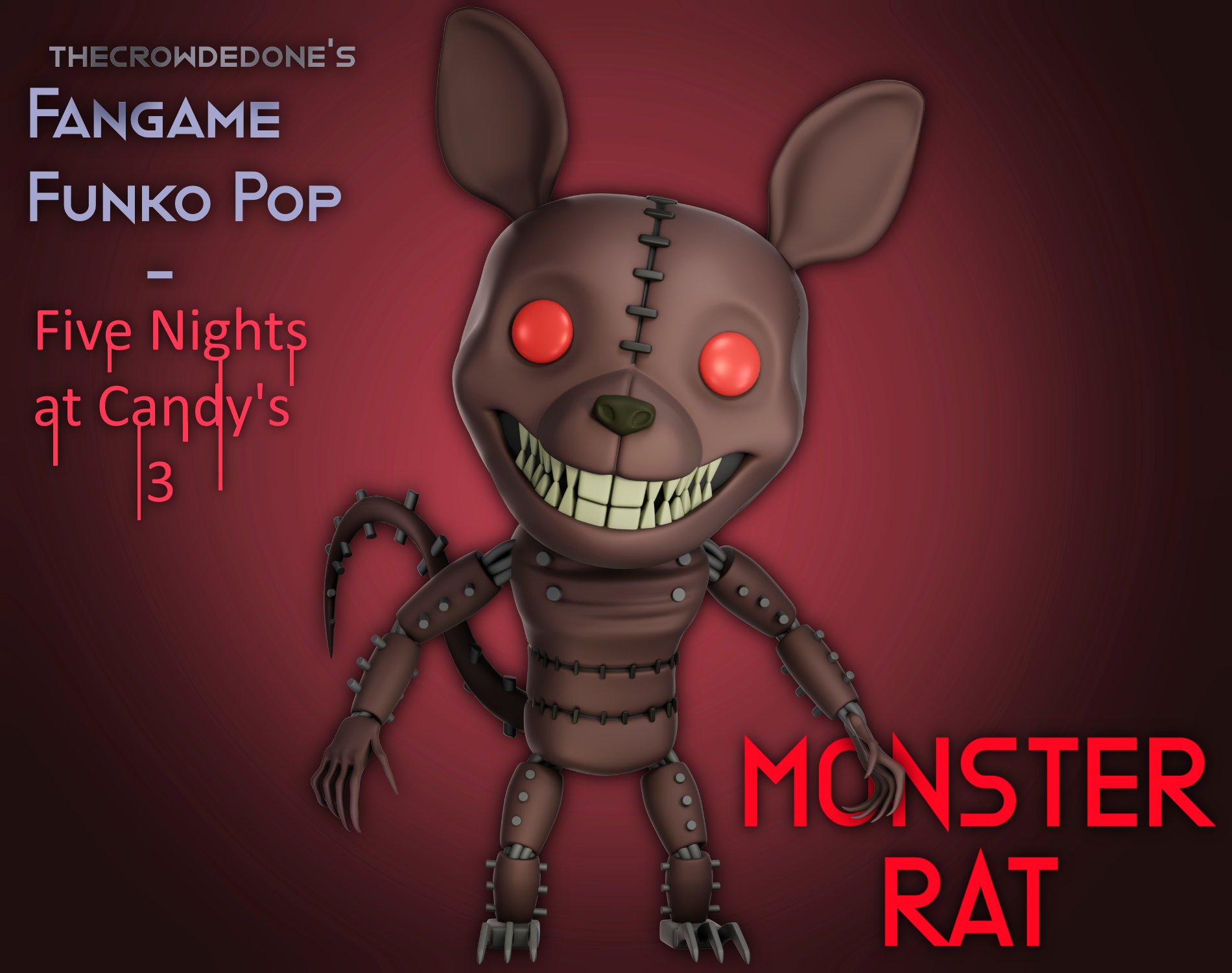 TheCrowdedOne on X: TCO's Fangame Funko Pop! #3 - Monster Rat I've  recently made a poll of FNaC characters and this guy won! He was so far the  only design i had