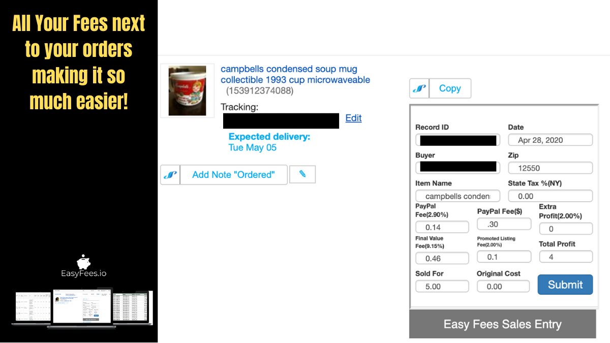 easyfees's tweet image. let's make selling on eBay fun again! now you can see all your fees in one place including sales tax! check out easyfees.io today!