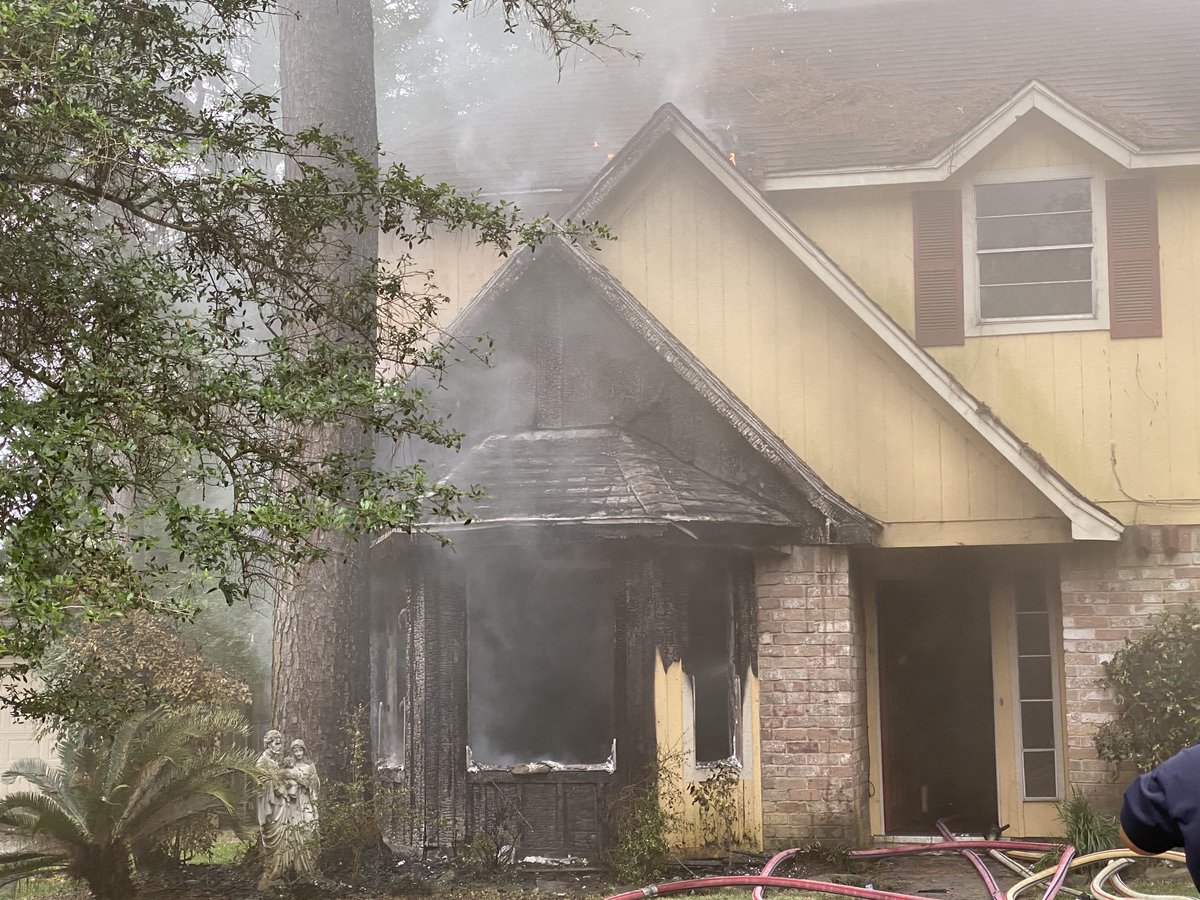 Springfdtx's tweet photo. Spring Firefighters are working a house fire this morning in the Fox Hollow subdivision. Avoid the area for your safety and theirs. #hounews https://t.co/xTVFXSs4bJ