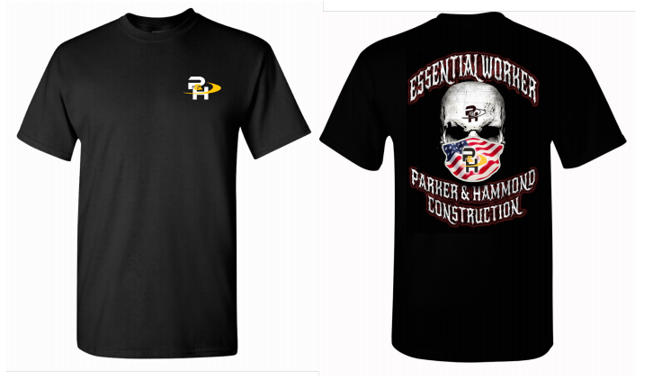 NEPromotional's tweet photo. "Essential Worker" T-Shirts for Parker &amp; Hammond Construction. Loving this design! #construction #essentialworkers #essentialworker #customtees #customtshirts #promotionalproducts #promoproducts https://t.co/TP5HFj6Kxi
