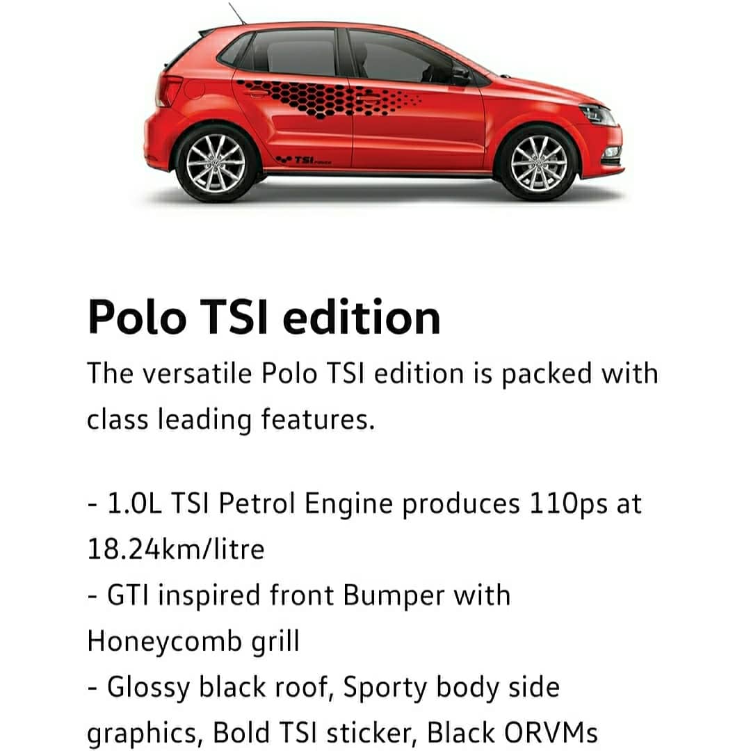 AcarAutomotive's tweet image. Volkswagen Launches the All New Limited Edition TSI variant of Polo which is priced Rs 7.89 Lakh for the Polo it is Powdered by a BS6 Compliant 1.0 Litre TSI Engine You can book it online on @volkswagenindia Website.

#volkswagen #polo #polotsi #volkswagenpolo #tsi #vwtsi