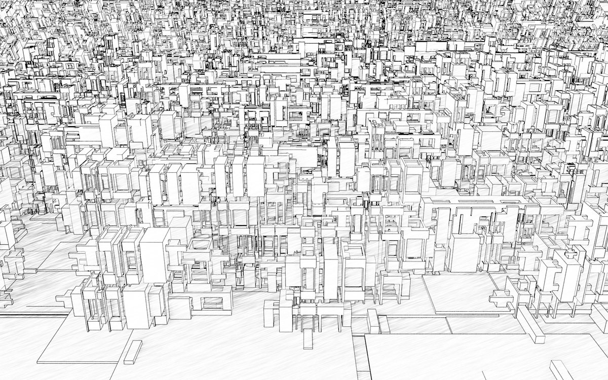 kronpano's tweet photo. Working on the blueprint of a new mega-city
In Structure/BrowserSynth
#creativecoding #abstract #structure #structuresynth
#browsersynth #render #algorithmicart #cube #cubeart #generativedesign #generated #generativeart #creativedesign #blackandwhite #bw https://t.co/GVJUva7dEv