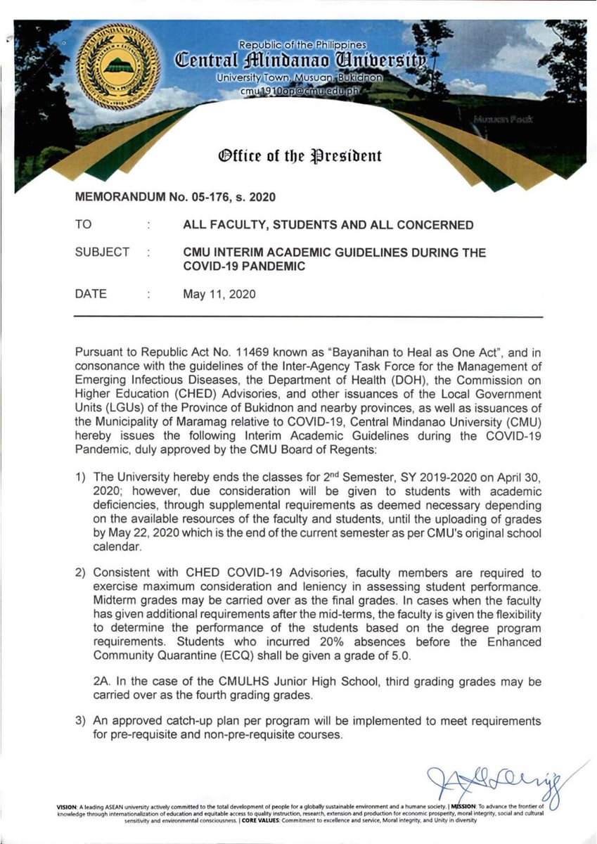 CMU_tweets's tweet photo. ANNOUNCEMENT: CMU INTERIM ACADEMIC GUIDELINES DURING THE COVID-19 PANDEMIC  (CMU OP MEMO No. 05-176, s. 2020)

[Repost] https://t.co/upqn5b1Kgk