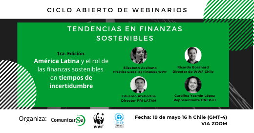 Inscríbete en el Ciclo de webinarios abiertos sobre Tendencias en Finanzas Sostenibles organizado por WWF Chile, <a href="/ComunicarSe/">ComunicarSe</a> y <a href="/UNEP_FI/">UNEP Finance Initiative (UNEP FI)</a>
Regístrate aquí: forms.gle/Zxfd3YYpmtAoPH…  #FinanzasVerdes #Sostenibilidad #FinanzasSostenibles