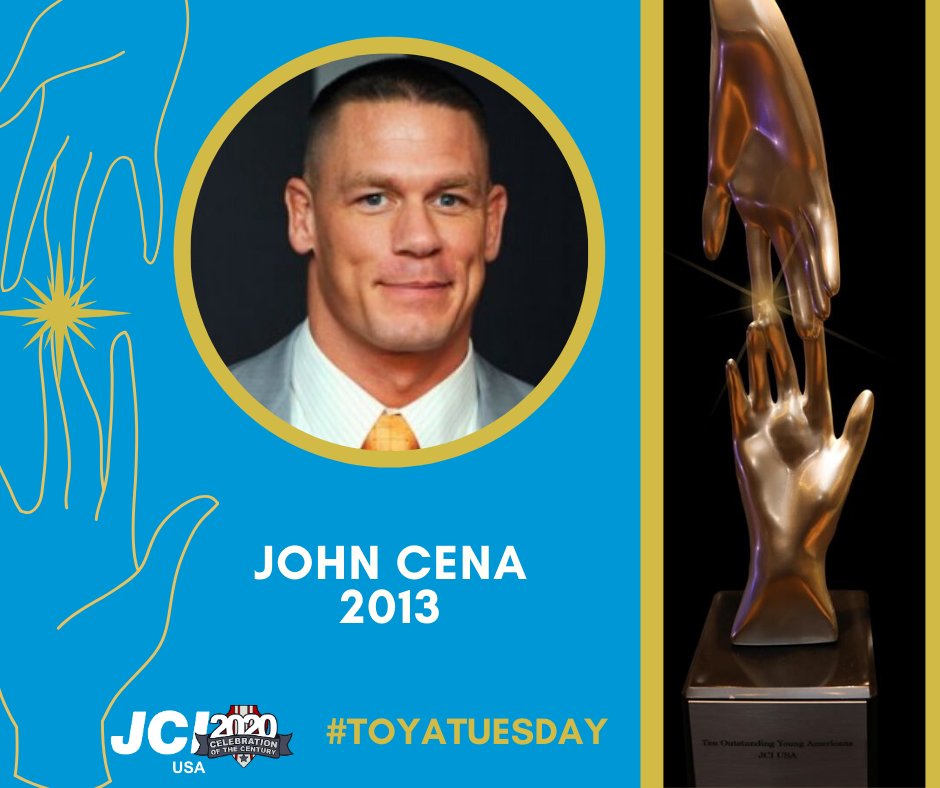 Today, we celebrate #ToyaTuesday and showcase one of our past JCI USA TOYA honorees from 2013, John Cena

Cena was honored for his work with Make-A-Wish Foundation (being a top wish granter with over 300 wishes granted), Susan G. Komen Foundation and his Military Outreach.