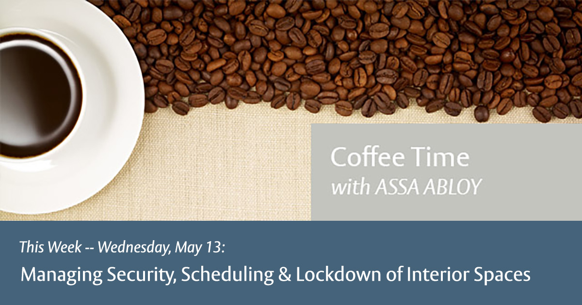 ASSAABLOYDSSUS's tweet image. Securing interior spaces at your institution is not as simple as it seems. Tomorrow’s Coffee Time Webinar features ASSA ABLOY’s Ron Baer discussing how a hybrid style approach to meeting your security needs.

bit.ly/2LoFlUA