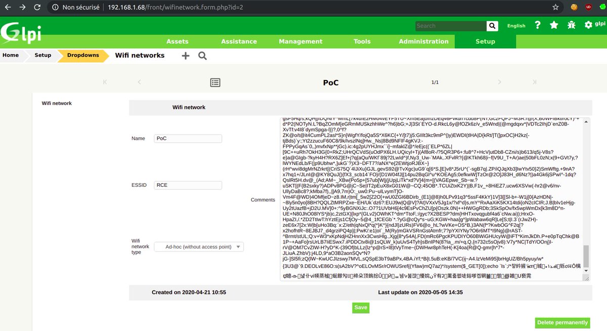 The Hacker News (@thehackersnews) on Twitter photo Playing with GZIP!
All versions of GLPI, an open source IT asset management app, released in the last 10 years are vulnerable to an RCE (CVE-2020-11060) flaw through backup feature.
offsec.almond.consulting/playing-with-g…
The bug has been patched with the release of v9.4.6.
via <a href="/AlmondOffSec/">Almond OffSec</a> Playing with GZIP!
All versions of GLPI, an open source IT asset management app, released in the last 10 years are vulnerable to an RCE (CVE-2020-11060) flaw through backup feature.
offsec.almond.consulting/playing-with-g…
The bug has been patched with the release of v9.4.6.
via <a href="/AlmondOffSec/">Almond OffSec</a>