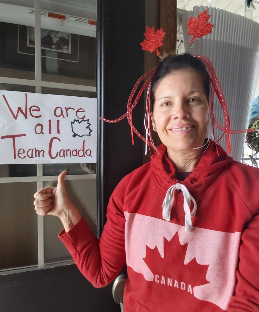 PJ Spirit week 2.  Ms Dawn is showing her Canadian pride!  #pjspirit