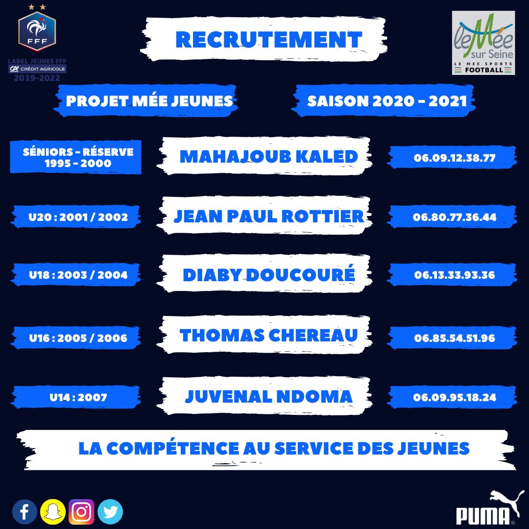 🚨 RECRUTEMENT 2020-2021 🚨 

Le Mée Sports Football prépare sa saison 2020-2021 ! Le club recherche des joueurs pour renforcer ses effectifs en football à 11.
