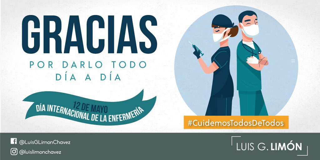 Mi admiración y reconocimiento a las enfermeras y enfermeros mexiquenses por su entrega a tan noble labor que en estos momentos es esencial en la lucha contra el #Covid_19mx. ¡GRACIAS! #DíaInternacionalDeLaEnfermería #CuidemosTodosDeTodos