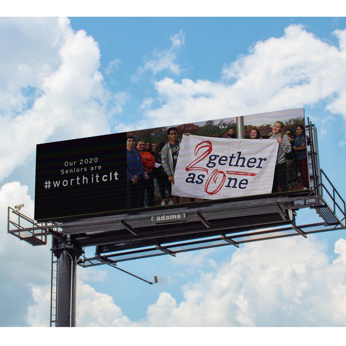 Thank you <a href="/adamsoutdoor/">Adams Outdoor Adv.</a>! The PD Class of 2020 is in rotation on digital billboards along Interstate 77 and 85 this week. Visit the parking lot of Blackstone (2001 Wilkinson Blvd.) in the Wilkinson Business Park for the best view! #pdschargers #PD2getheras0ne #worthitclt