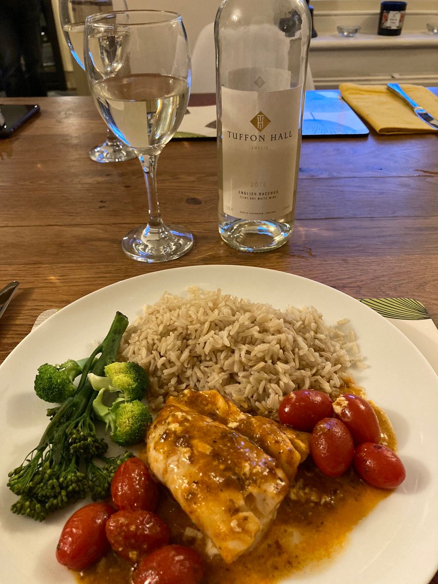 tuffonhall's tweet image. Another period of lockdown made easier by homecooking &amp;amp; a glass of Tuffon Bacchus. 
Image courtesy of one of our customers who will hopefully invite us for supper as this looks delicious. 
Our 2019 wines &amp;amp; brand new Sloe Gin will be available soon. 
#ukwinehour 
#lockdownrecipe