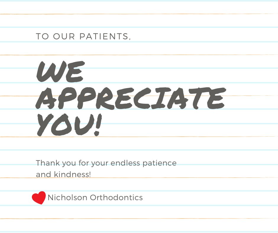 NicholsonOrtho's tweet photo. We appreciate you! ♥️
#nicholsonorthodontics #thankful #foryourbestsmile https://t.co/HvnxVOeGx2
