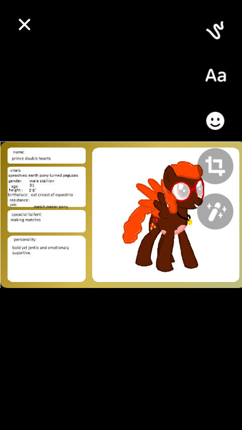 5/12/2020ad this is my MLP OC Double Heart's his evil alter ego is called Heart Breaker
If you want to see pixle art form of your MLP OC fallow the prize raffle instructions in the retweet info below