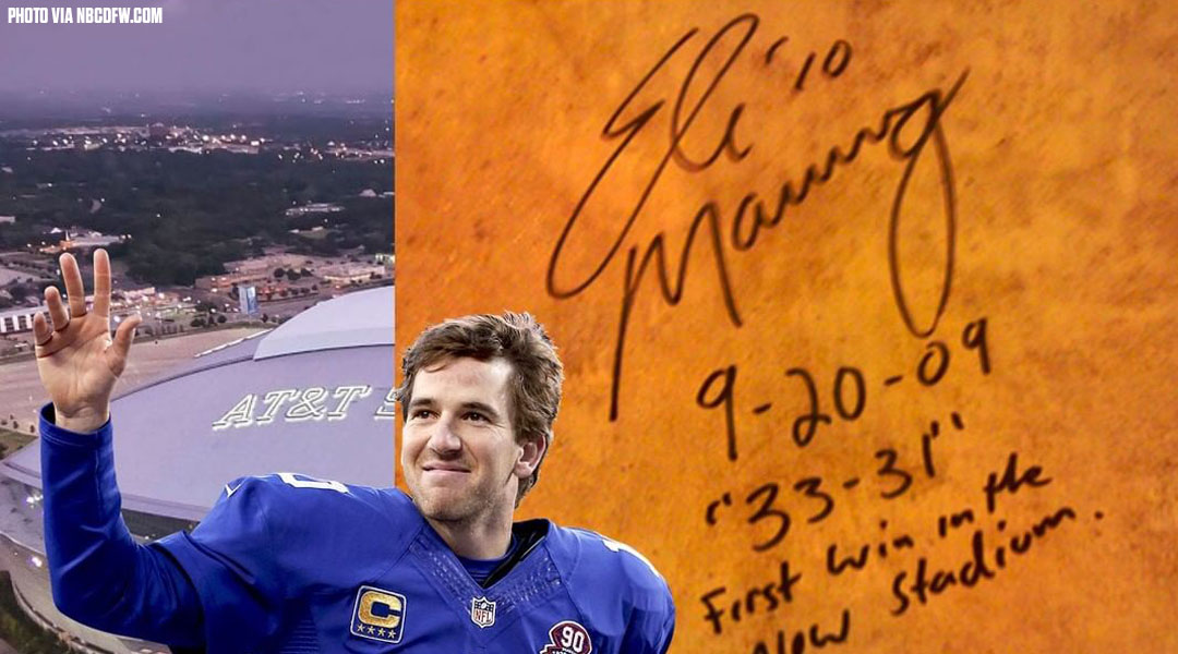 CBS Sports on X: 'An important reminder: Eli Manning signed the locker room  wall after beating the Cowboys in the first game at their new stadium in  2009.  / X