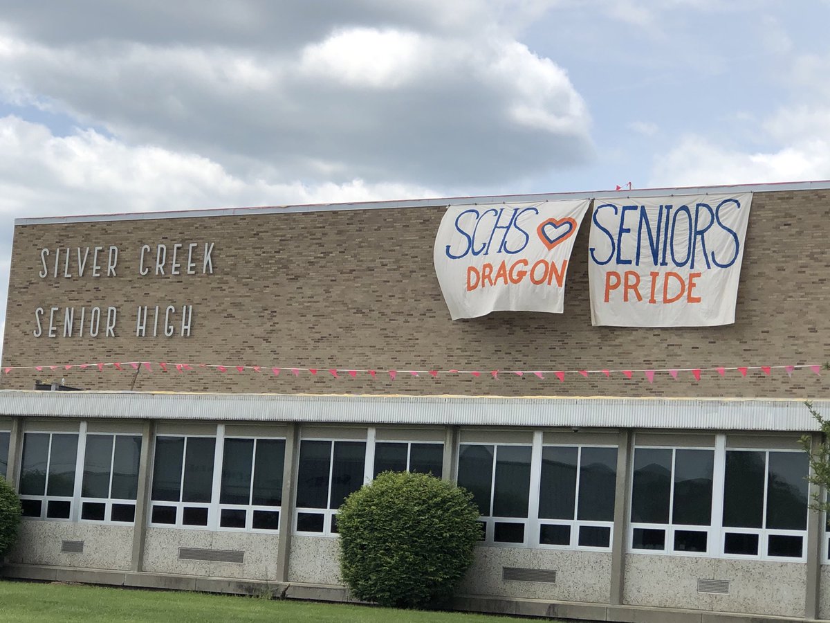 Finally able to hang banner for our seniors!  Thanks to Mr. Losey who painted the sign.