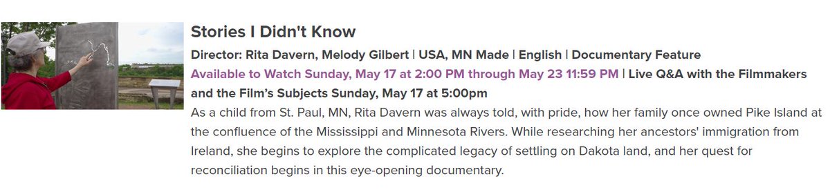storiesididntkn's tweet photo. We can't wait to share STORIES I DIDN'T KNOW with you!
Catch our virtual premiere at @mspfilmsociety on Sunday, May 17th followed by a LIVE Q&A with the filmmakers @ritadavern & @melodyMN
Tickets go on sale 05/15 https://t.co/LfwSvyvDtO
#MSPIFF39 #MSPIFF39Redefined https://t.co/8NkLKyjnVr