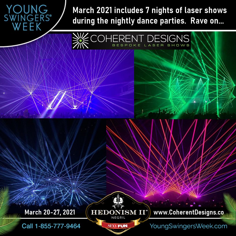 💋❤️ New EDM Laser Show at March 2021 YSW For more information visit: CoherentDesigns.co youngswingersweek.com/march-events-2… #Lasers #EDM #Party @HedonismJamaica @DJcerino @kate_maxx__ @Ellevanmusic @djstarlettxx @mojoboombang