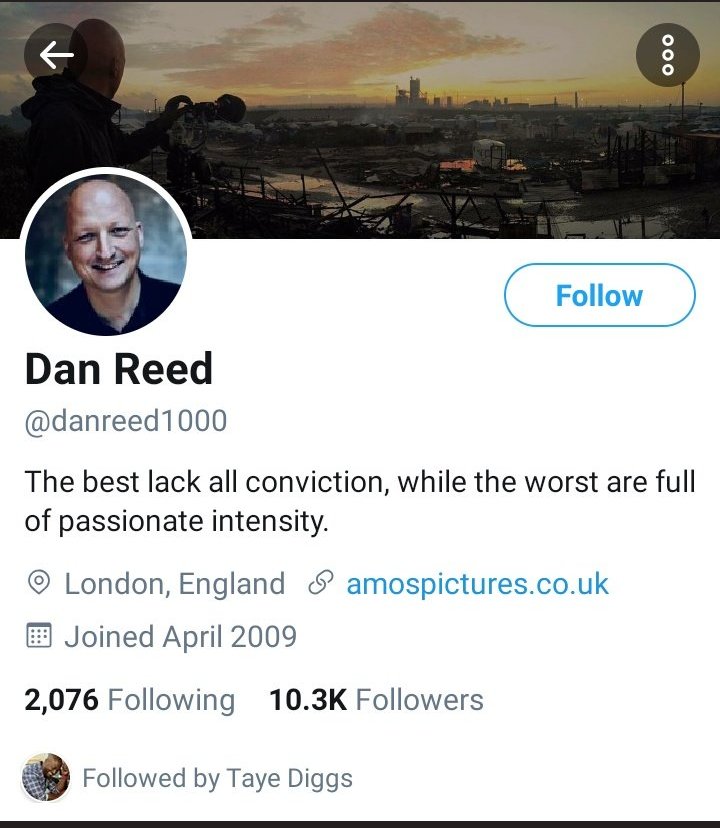 Taye Diggs who follows Dan Reed - the only celebrity who follows him