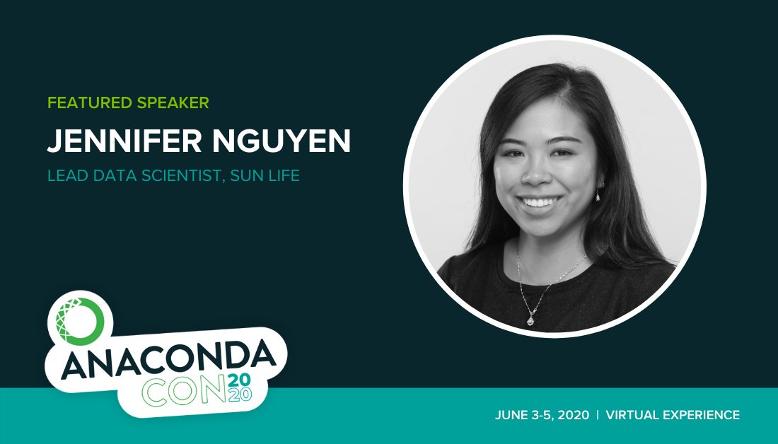 anacondainc's tweet photo. Don’t miss @SunLife Lead Data Scientist Jennifer Nguyen's #AnacondaCON session on Using Combinatorial Optimization to Create Synergy. Register now: https://t.co/5gsfPZwYsc https://t.co/JRmG9vBcII