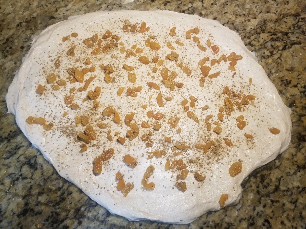 KneadProofBaker's tweet photo. Trying out some new combos!..Laminating some dried apricot with coriander seed and cumin into this sourdough! 😋

#sourdoughstarter #Sourdough #baking #twitterbakealong #Bread #Flavor https://t.co/jQnLTs6oF1