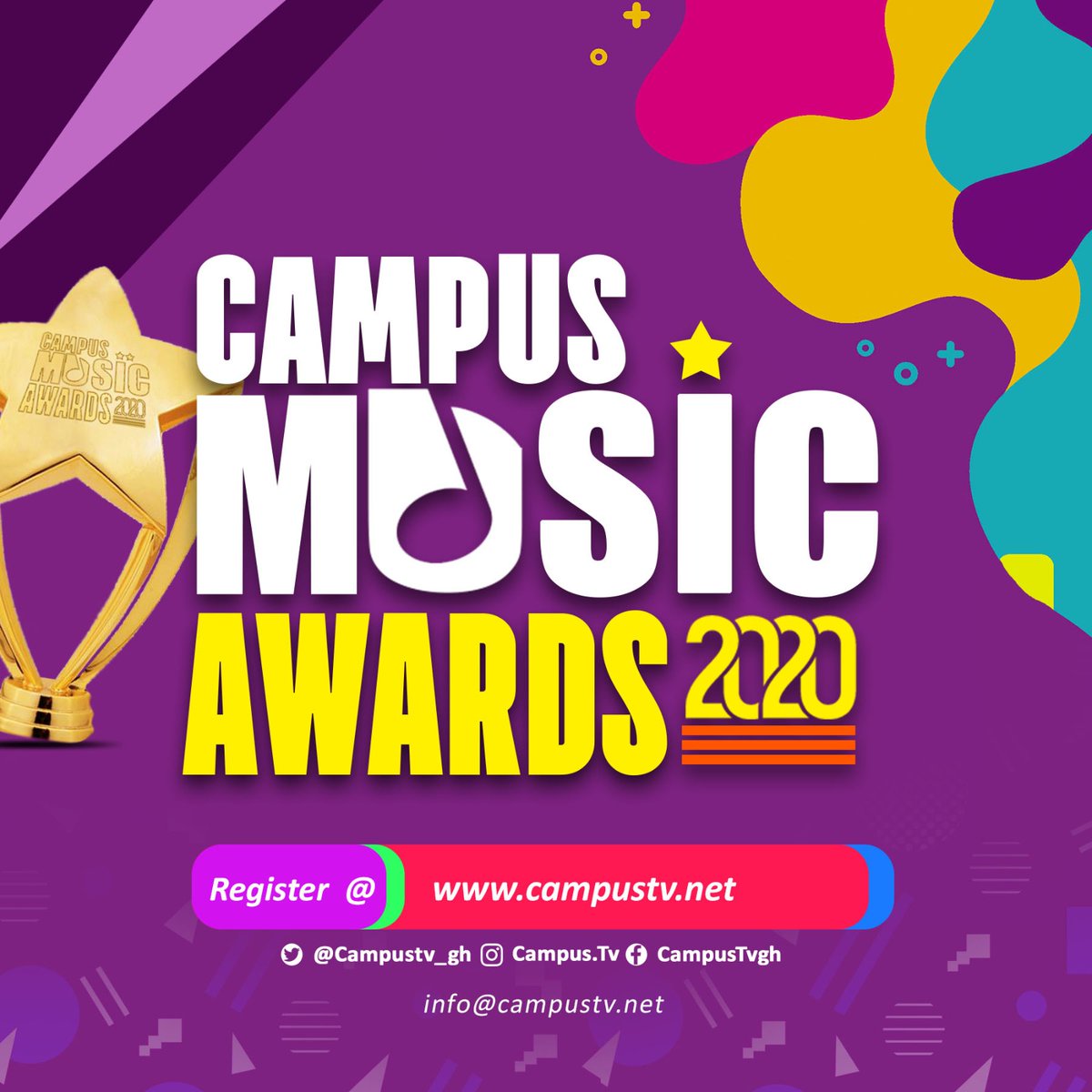 CampusTV_Gh's tweet photo. Campus Television – The campus and student empowered television station in Ghana, and organizers of the annual Campus Music Awards (CMA), has released a press statement to announce the opening of nominations for the 2020 edition of the Campus Music Awards. https://t.co/ejdGV9YWij https://t.co/SfD5a81PmC