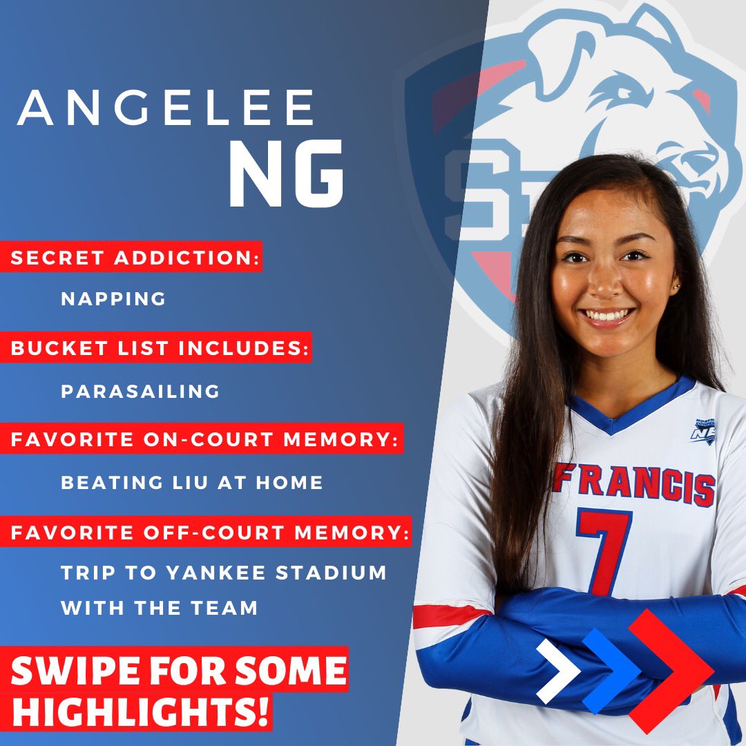 sfbk_vb's tweet photo. 🚨WVB PLAYER SPOTLIGHT🚨 This week we get to know junior Angelee Ng originally from The Colony, Texas!
⠀
🏐Major
🎓 Accounting (5yr. Masters program)
⠀
🏐 Non-athletic talent
👂🏼 Wiggle my ears
⠀
🏐 One word to describe me
💪🏽 Determined⠀
#SFBK #BrooklynTough #TerrierTuesday https://t.co/0uX1L5fmW4