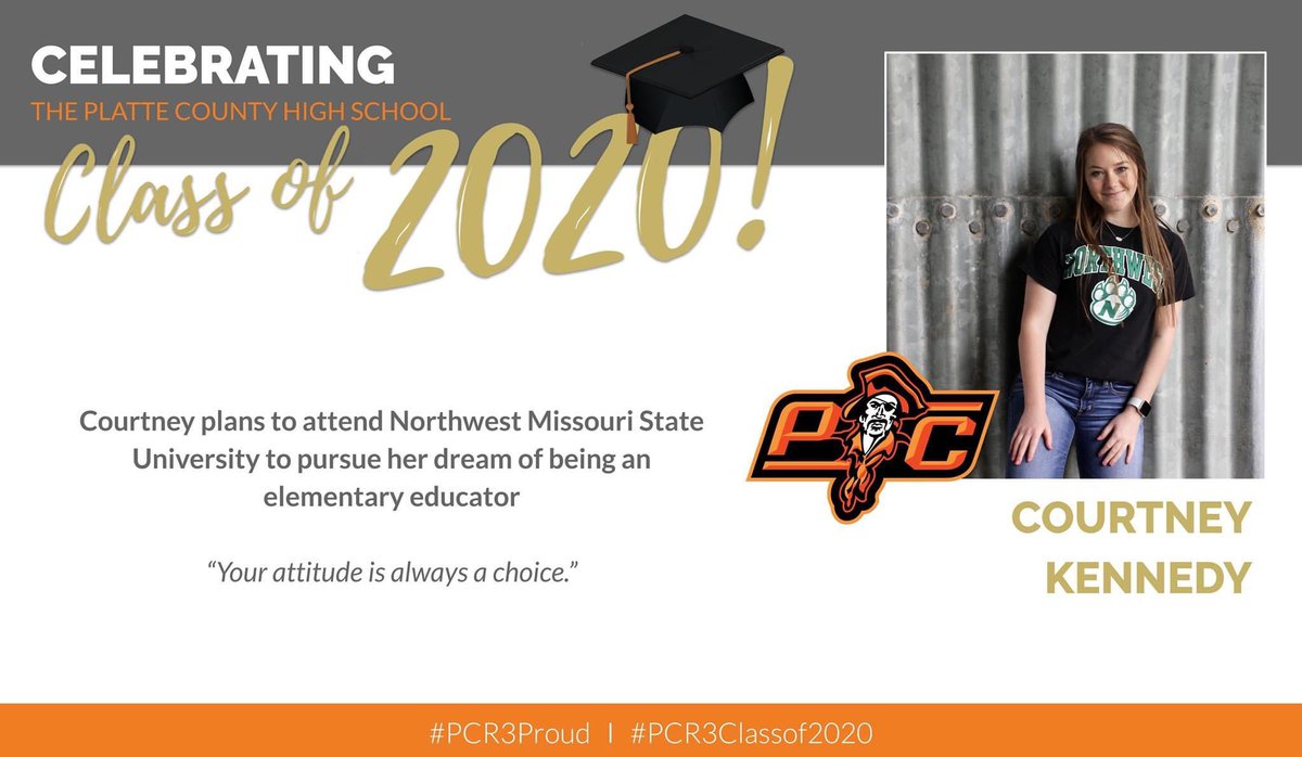 PCHSHalls's tweet photo. Celebrating our SENIORS! Here's to our CLASS of 2020:
COURTNEY KENNEDY,  we are #PCR3Proud of you!
👏🧡🖤⚓️🧑‍🎓 https://t.co/St7yiPUlhD